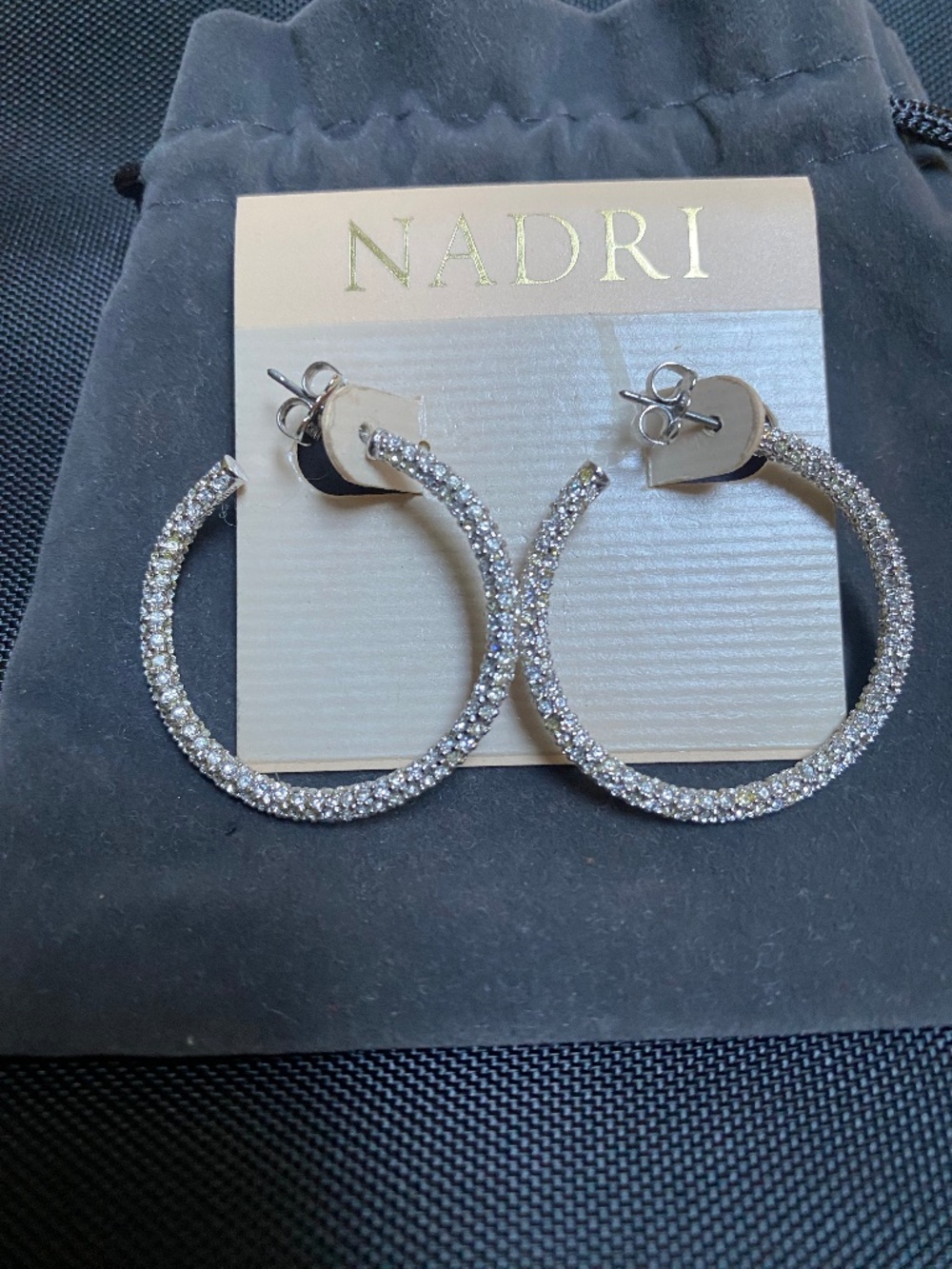 Nadri CZ Hoop Pierced Earrings.